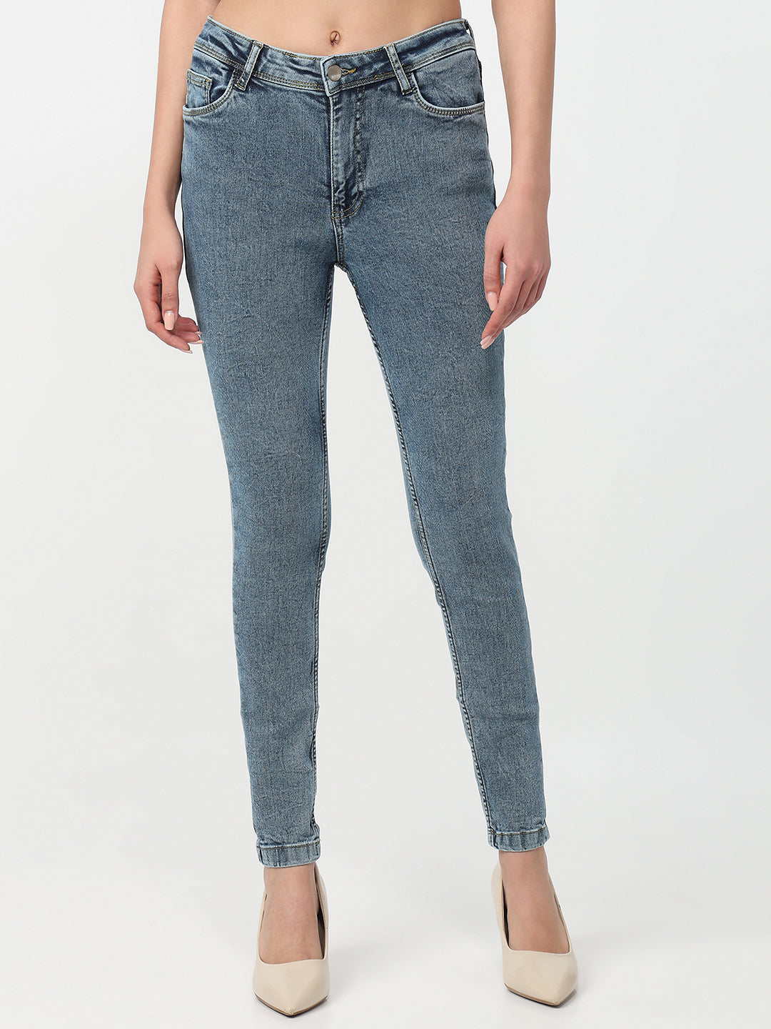 Women Blue High-Rise Skinny Jeans