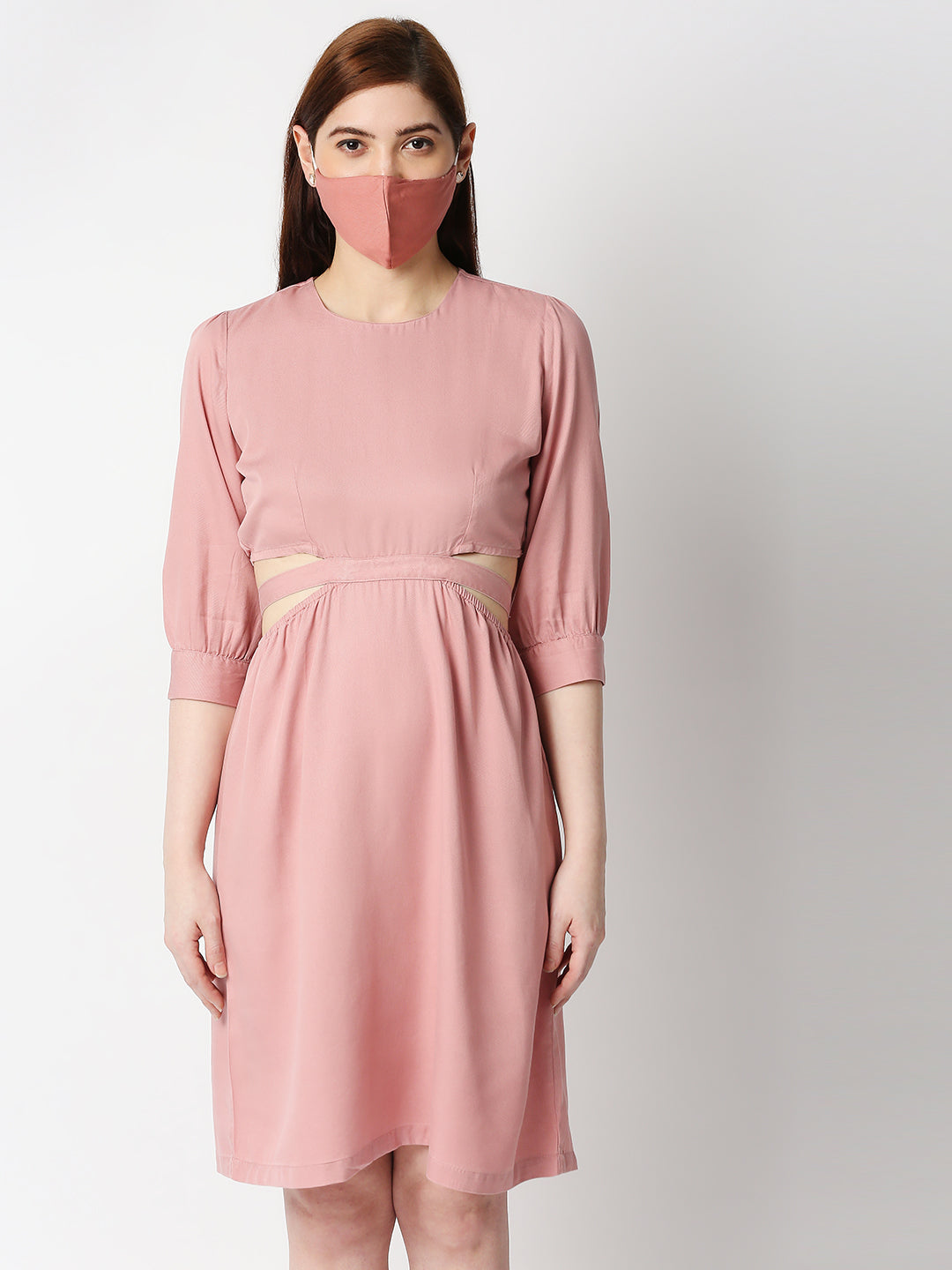 Women Blush Pink Solid Dress