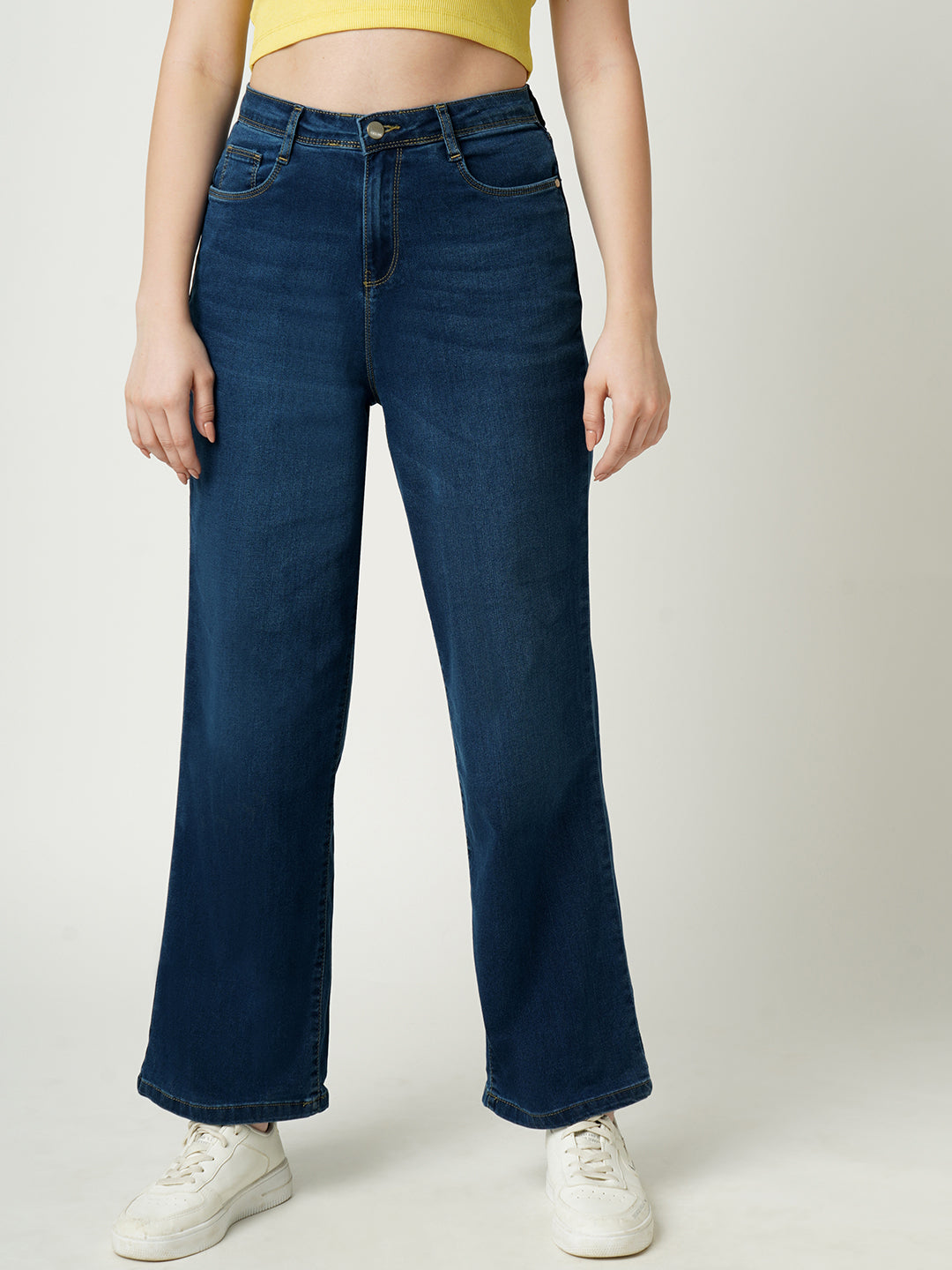 Women High-Rise Parallel Wide Leg Jeans