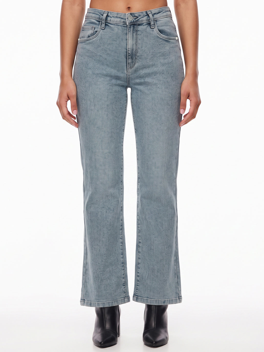 Light Blue High-Rise Crop Flare Jeans