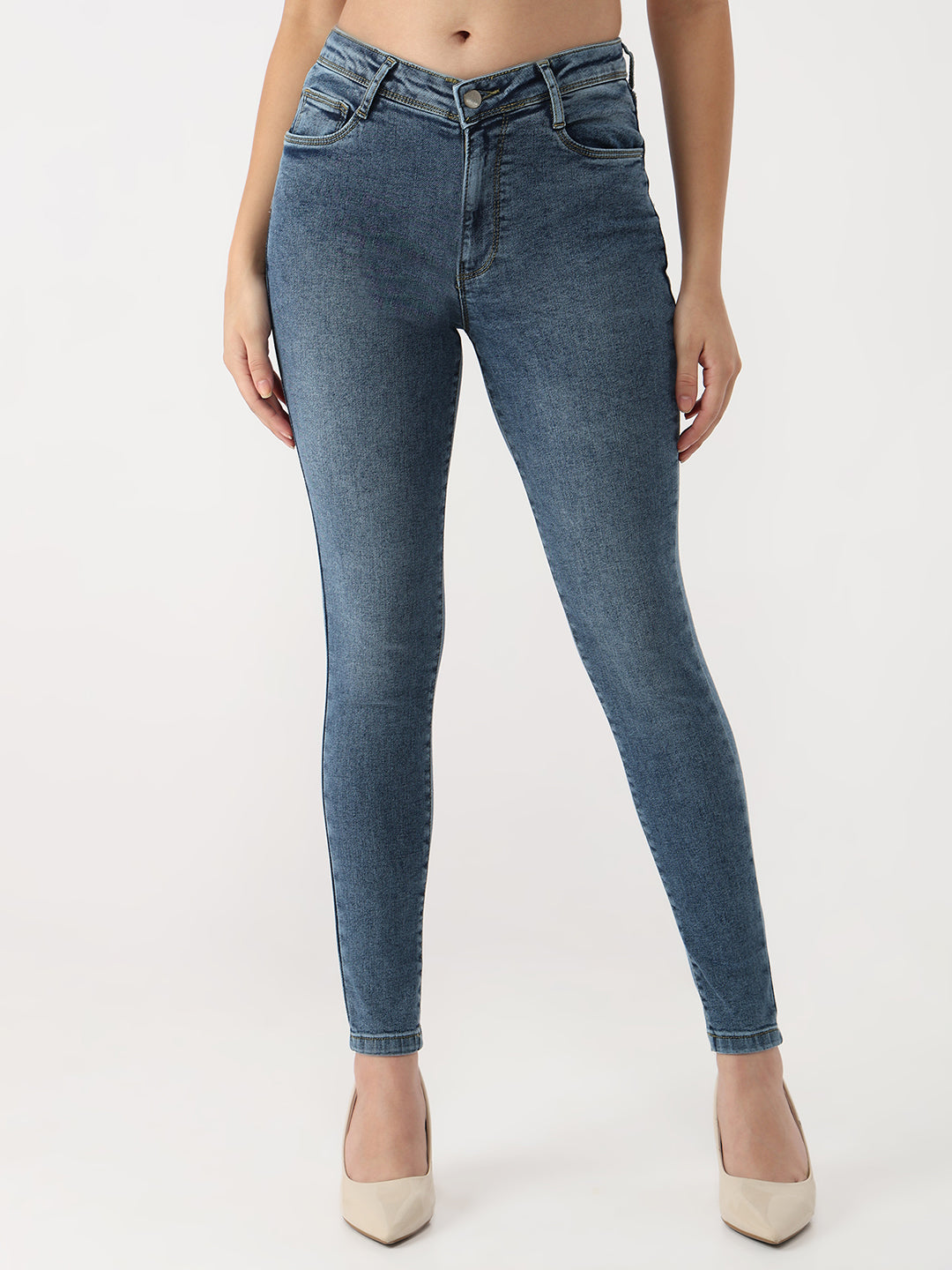 Women Blue High-Rise Skinny Jeans