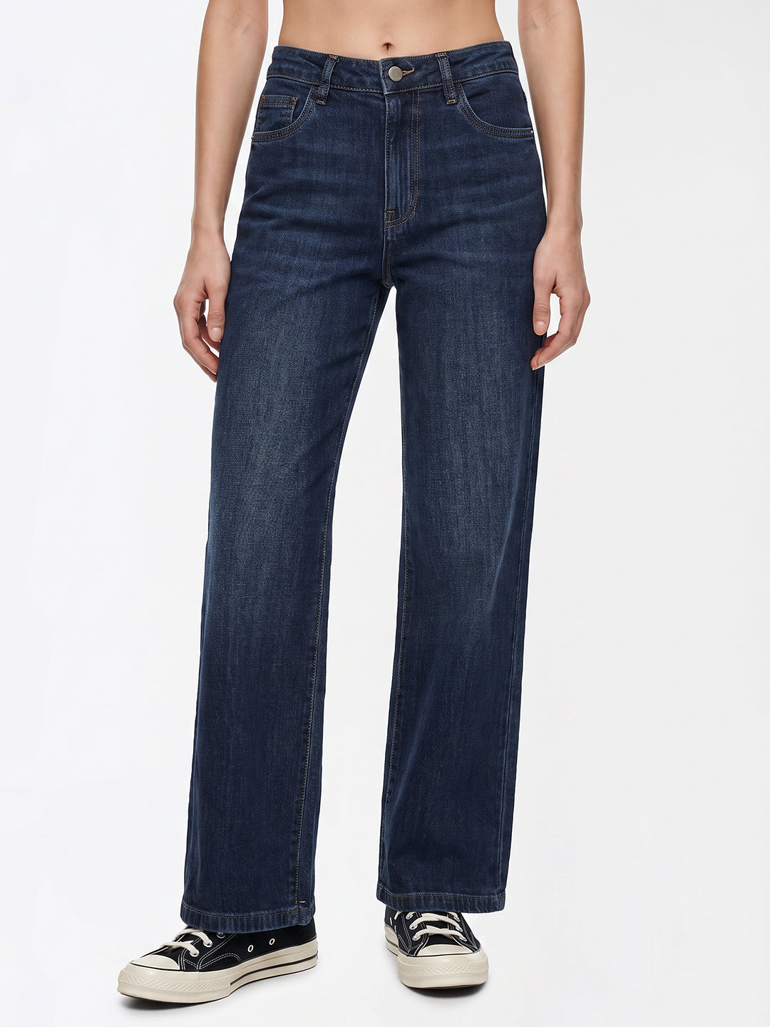 Women Blue High-Rise Wide Leg Jeans