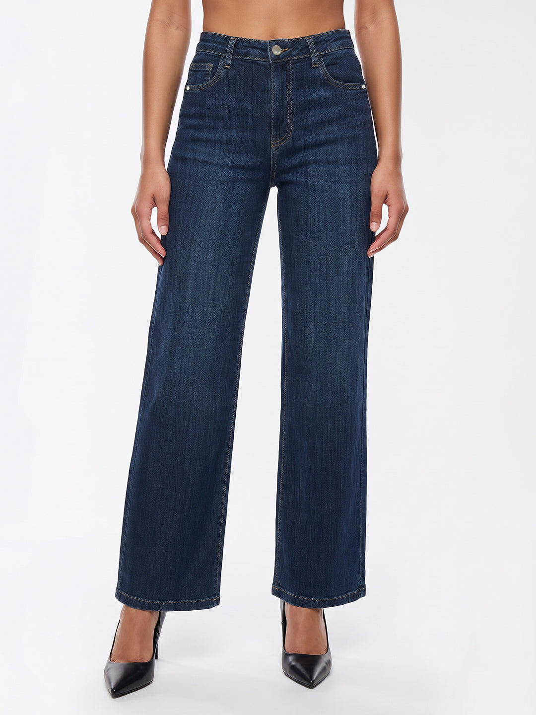 Dark Blue High-Rise Straight Fit Jeans