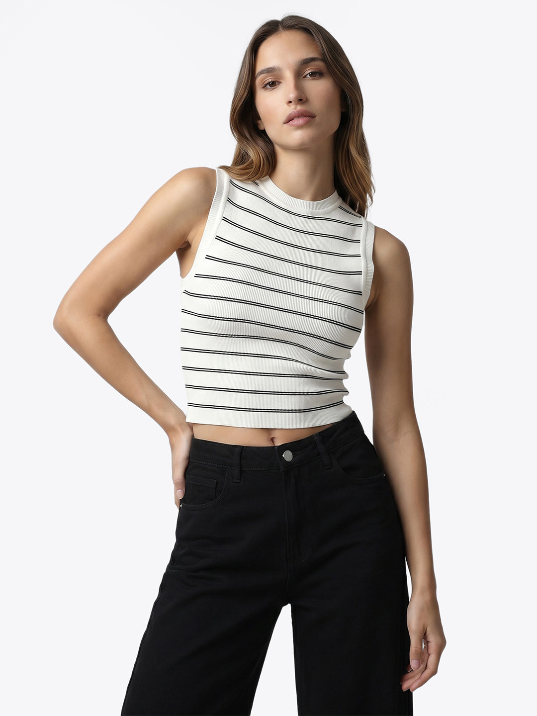 Women Black/White Tank Top