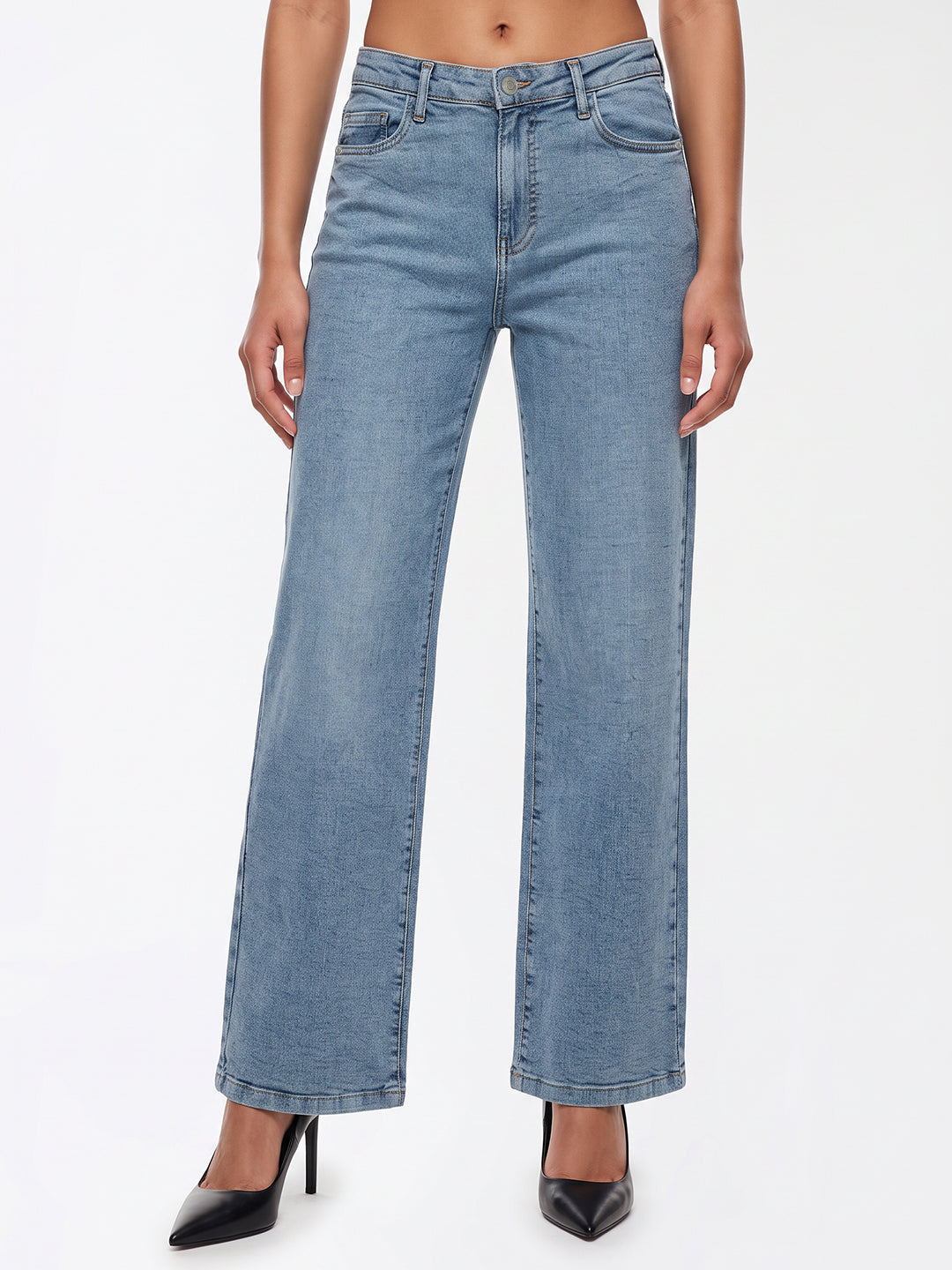Light Blue High-Rise Wide Leg Jeans