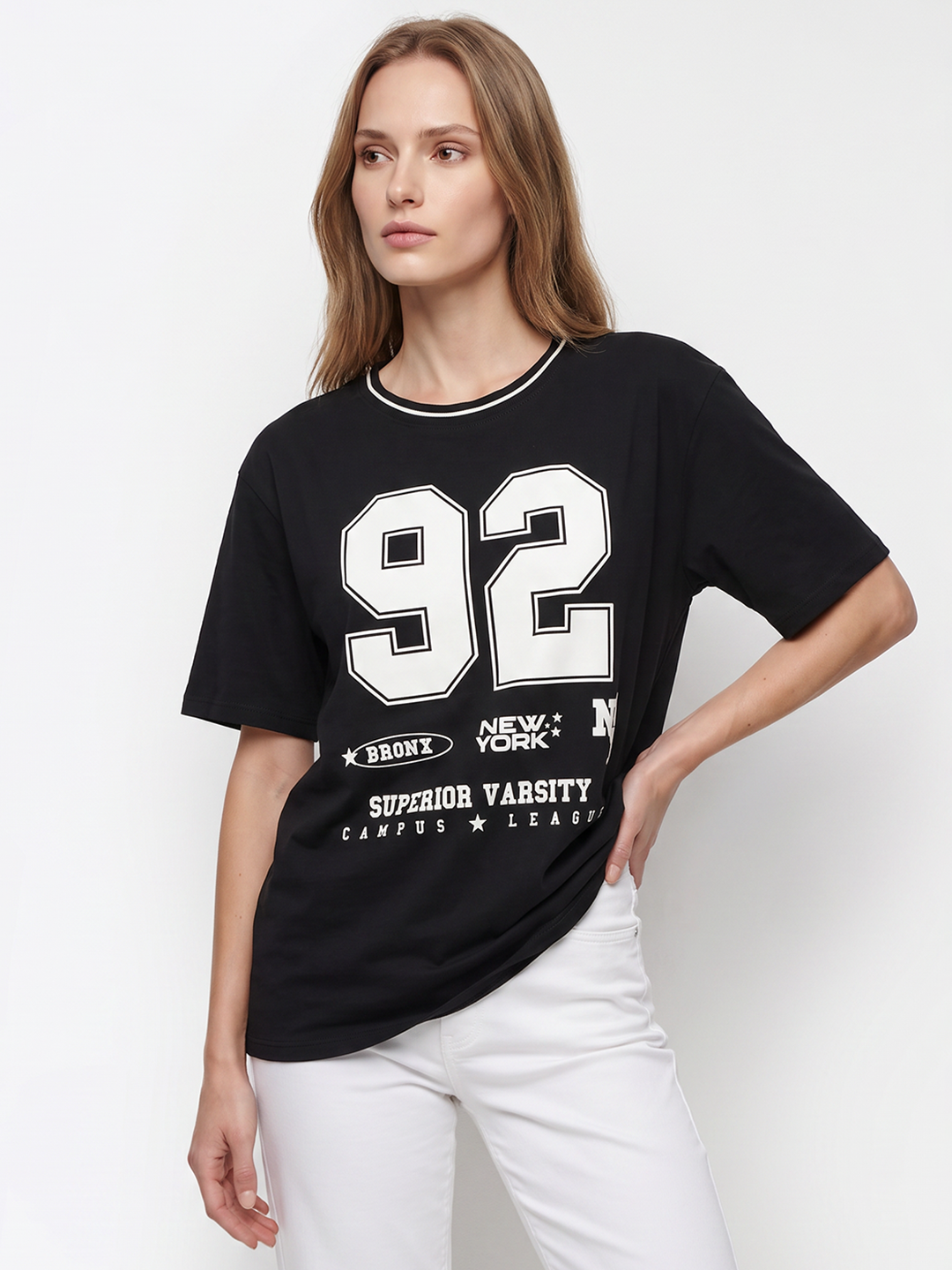Women Black Oversized T-Shirt