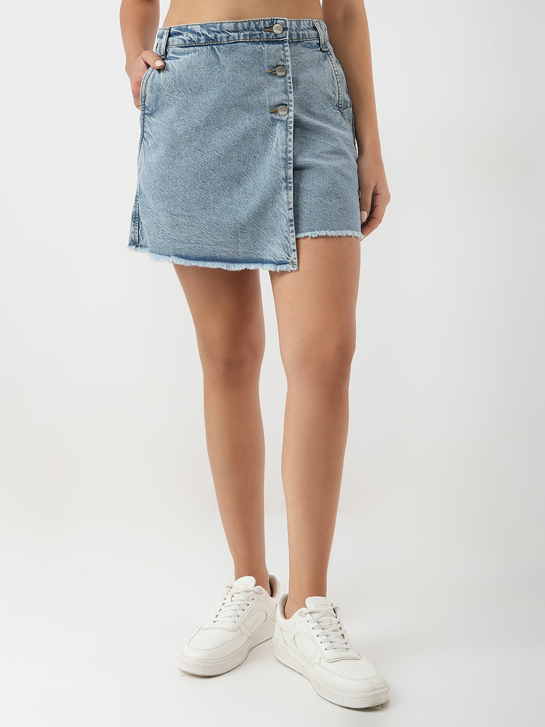 Women Light Blue High-Rise Skort