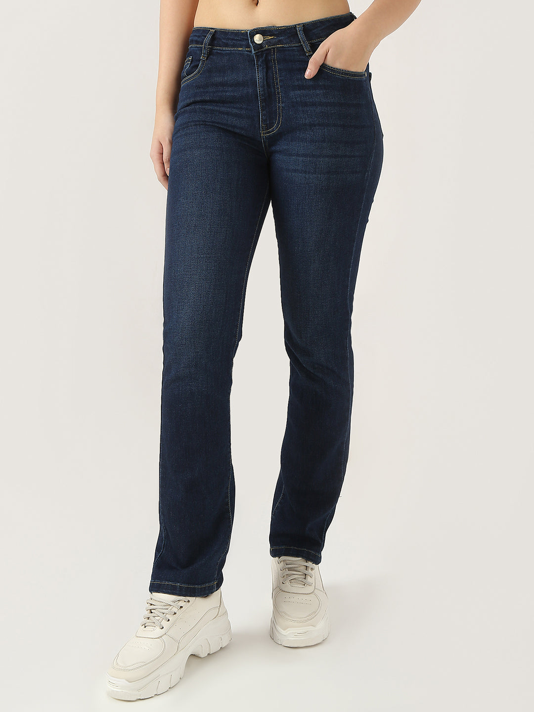 Women High-Rise Slim Straight Fit Jeans