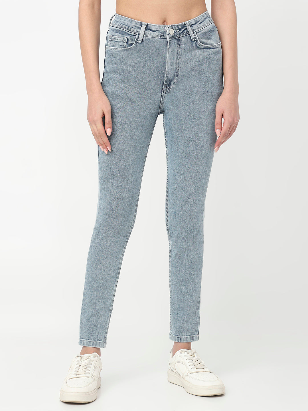 Women Light Blue High-Rise Skinny Jeans
