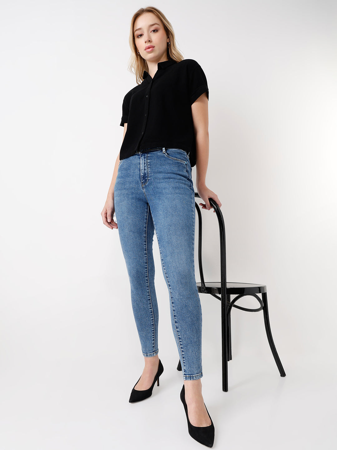 Women Blue Sky High-Rise Skinny Fit Jeans