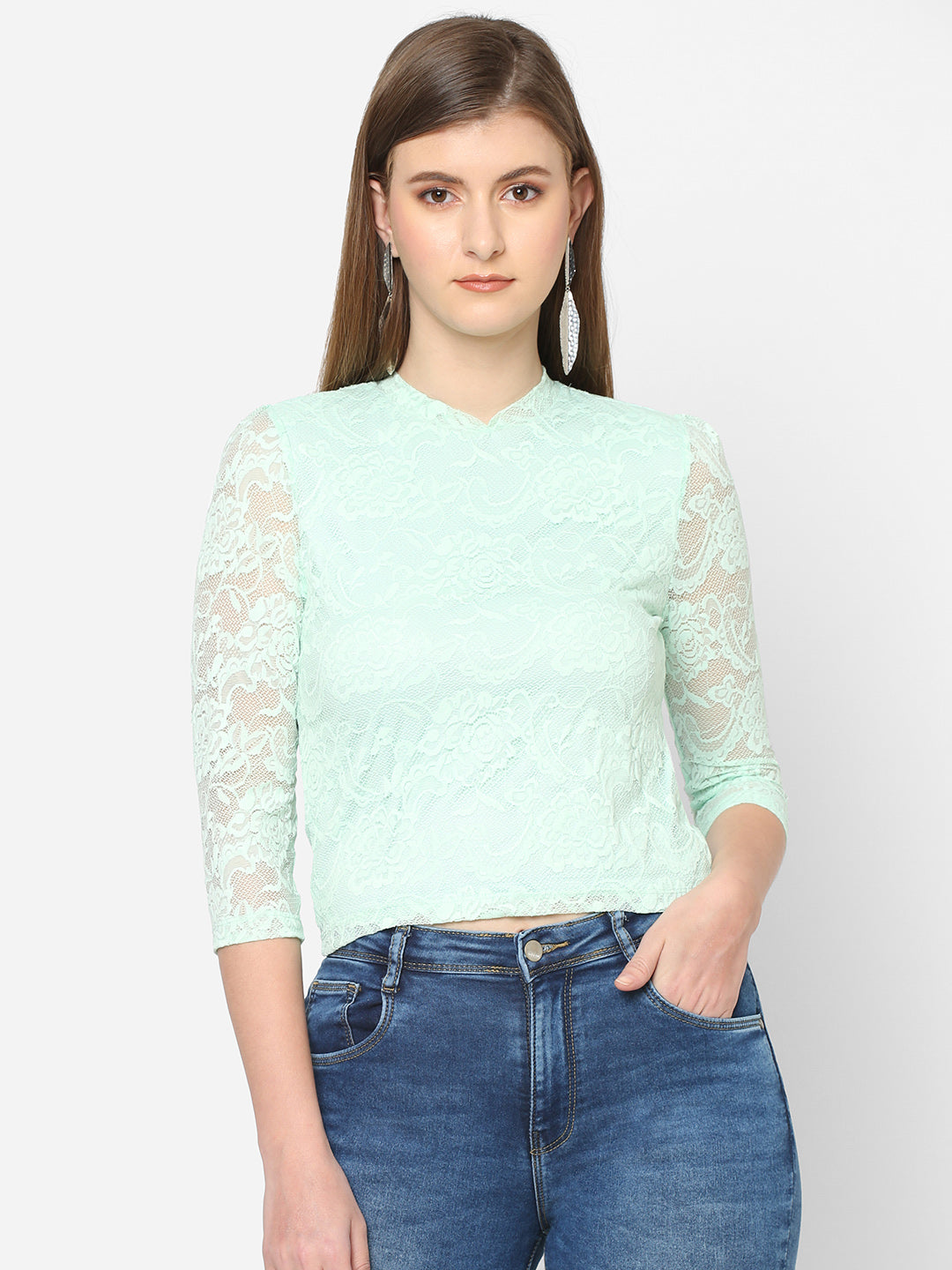 Women Mint Green Crop Top