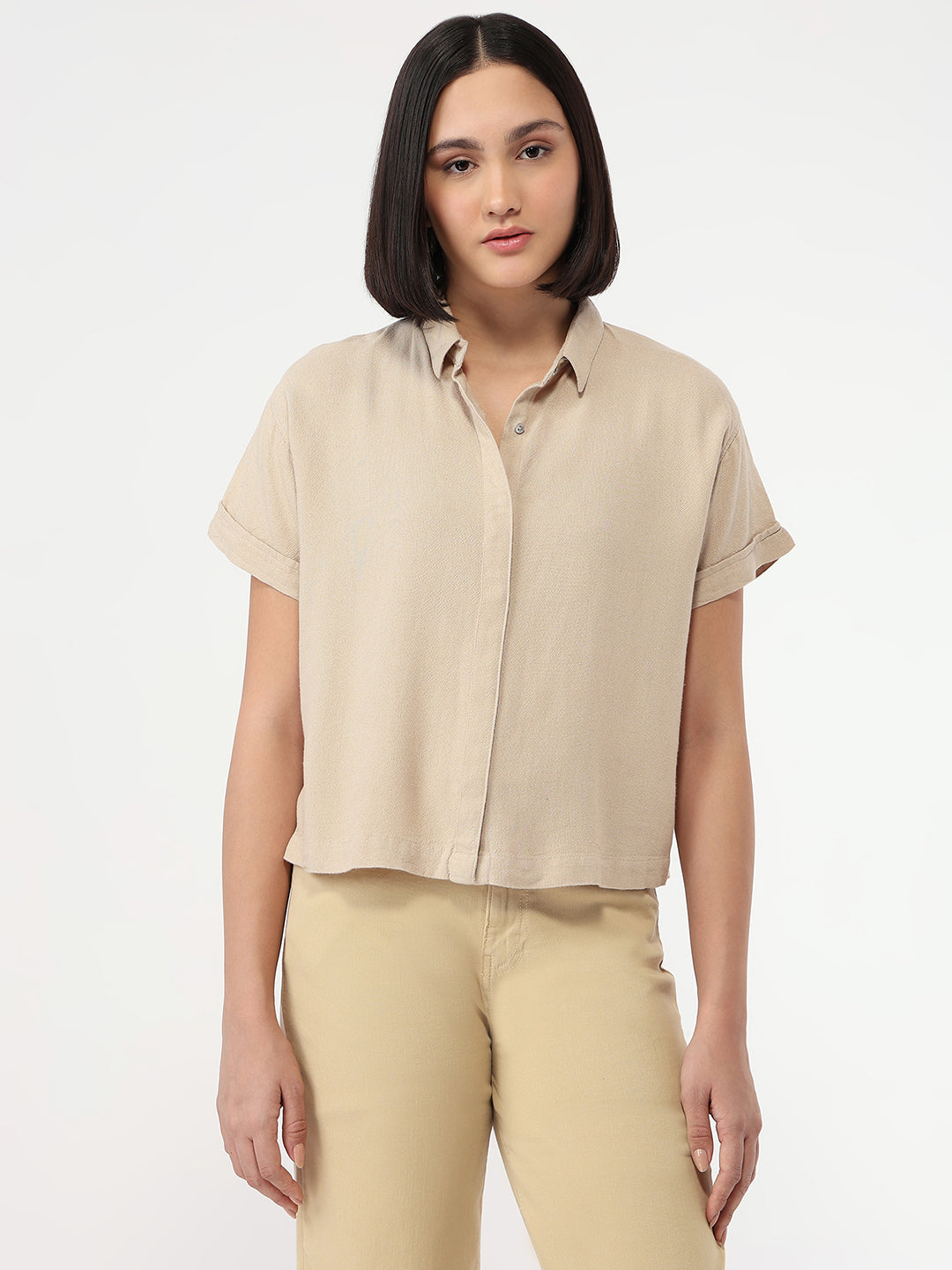 Women Oatmilk Crop Shirt