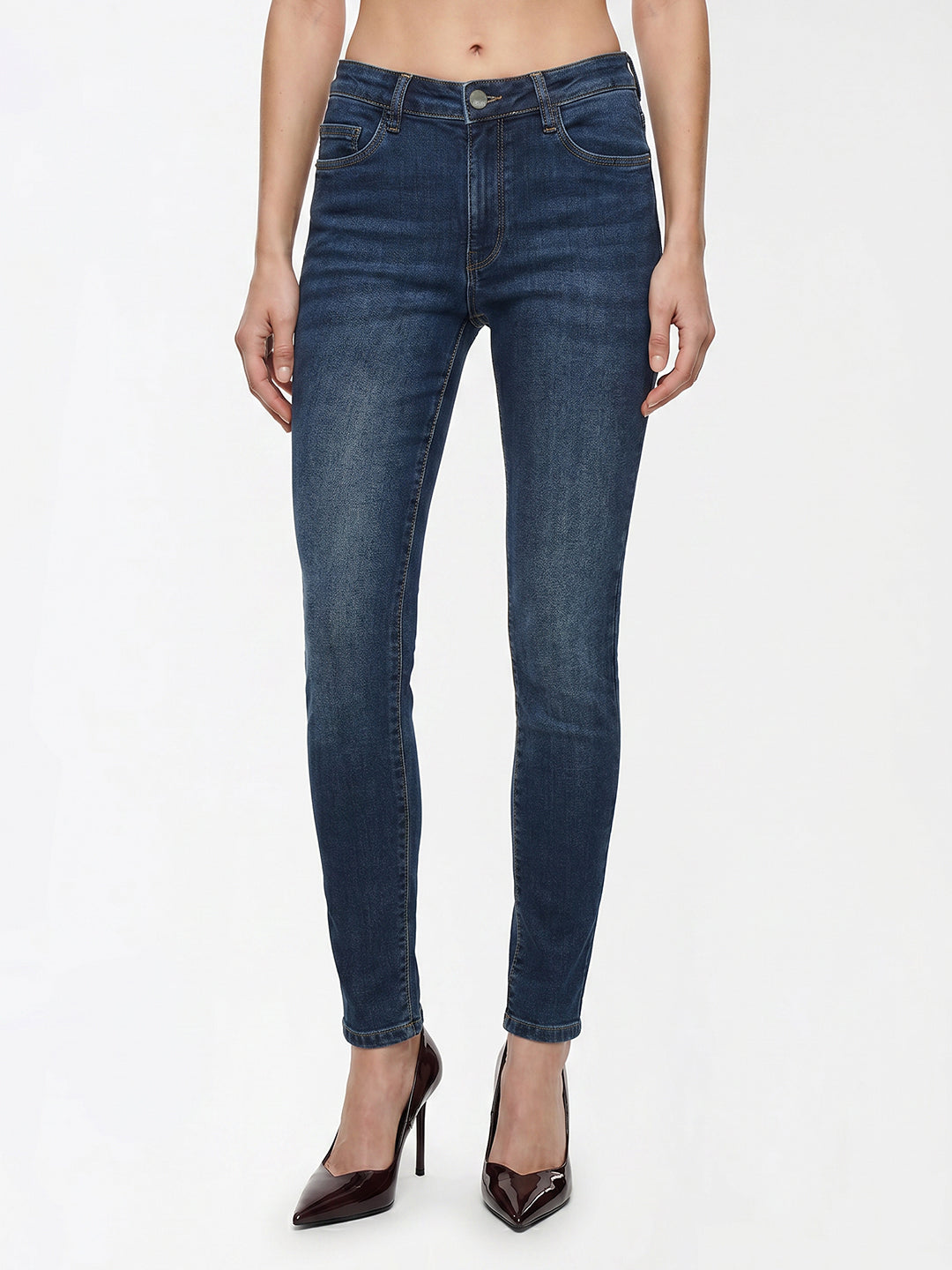 Women Blue Slim High-Rise Straight Fit Jeans