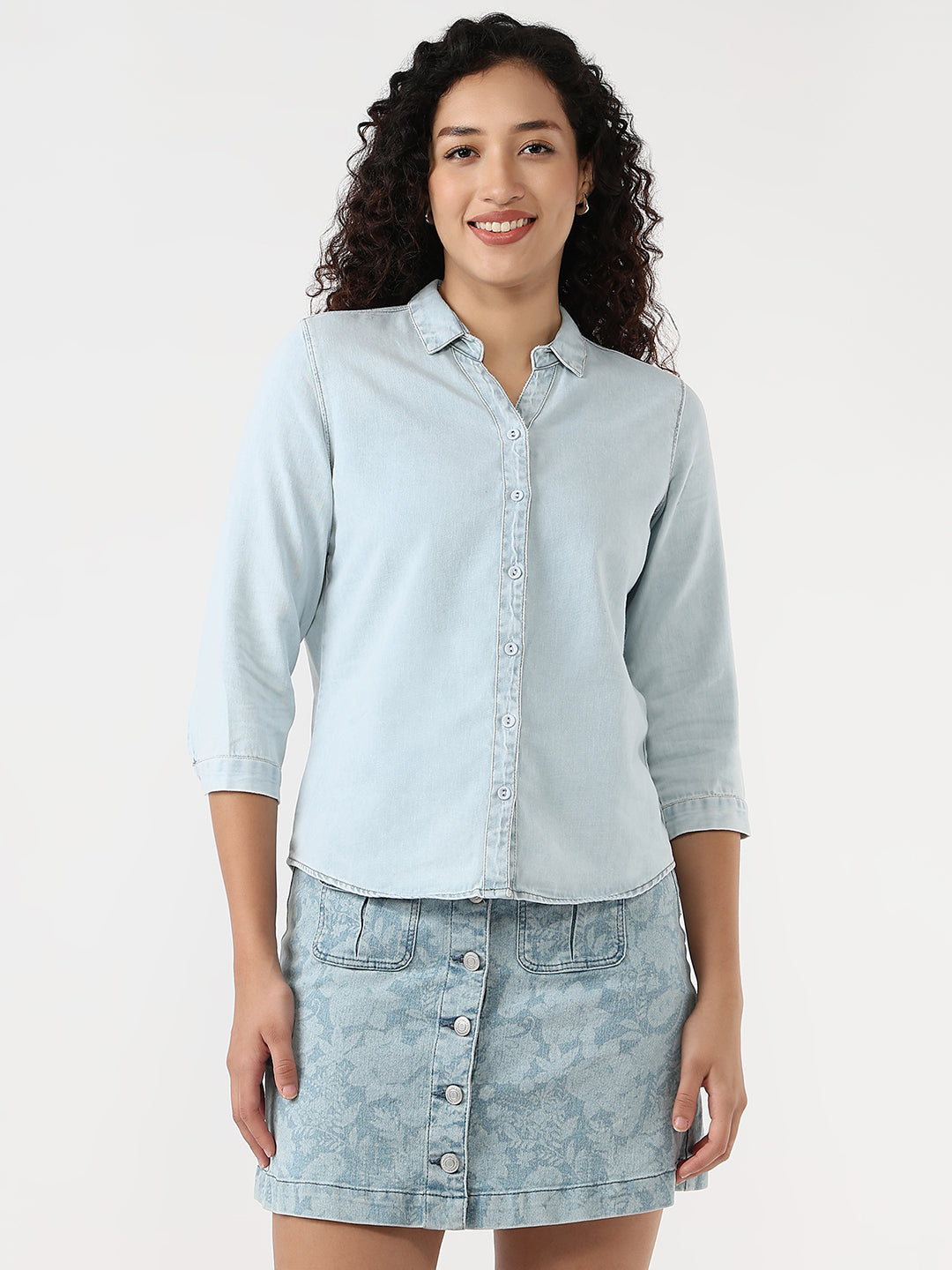 Women Blue Slim Shirt