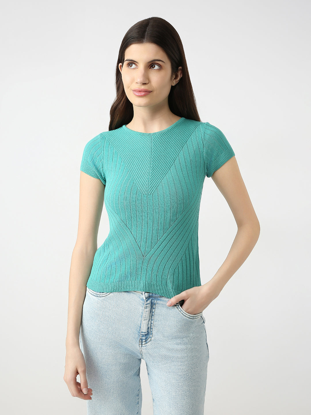 Women Slim Fit Flat Knit Top