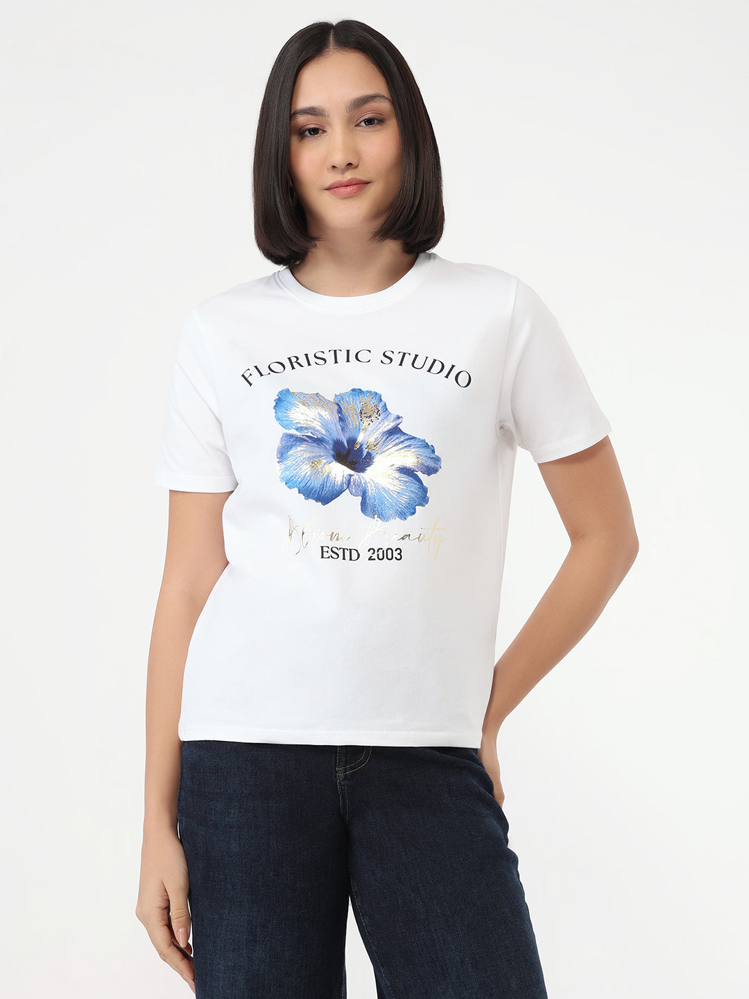 Women White Slim Fit T-Shirt