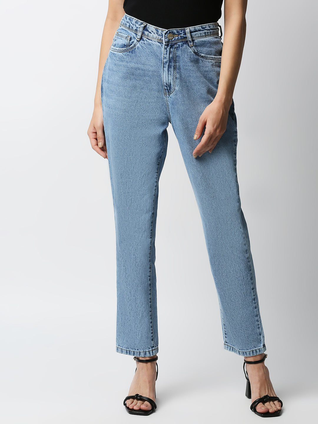 Women Dark Blue Super High-Rise Straight Jeans