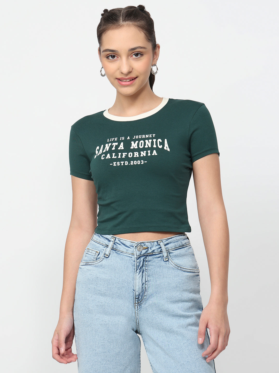 Women Bottle Green Genz Tees