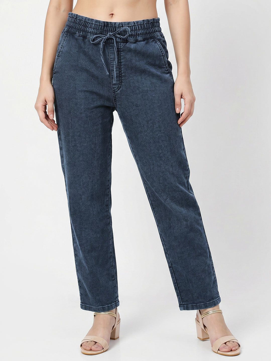 Women Dark Blue Mid-Rise Jogger