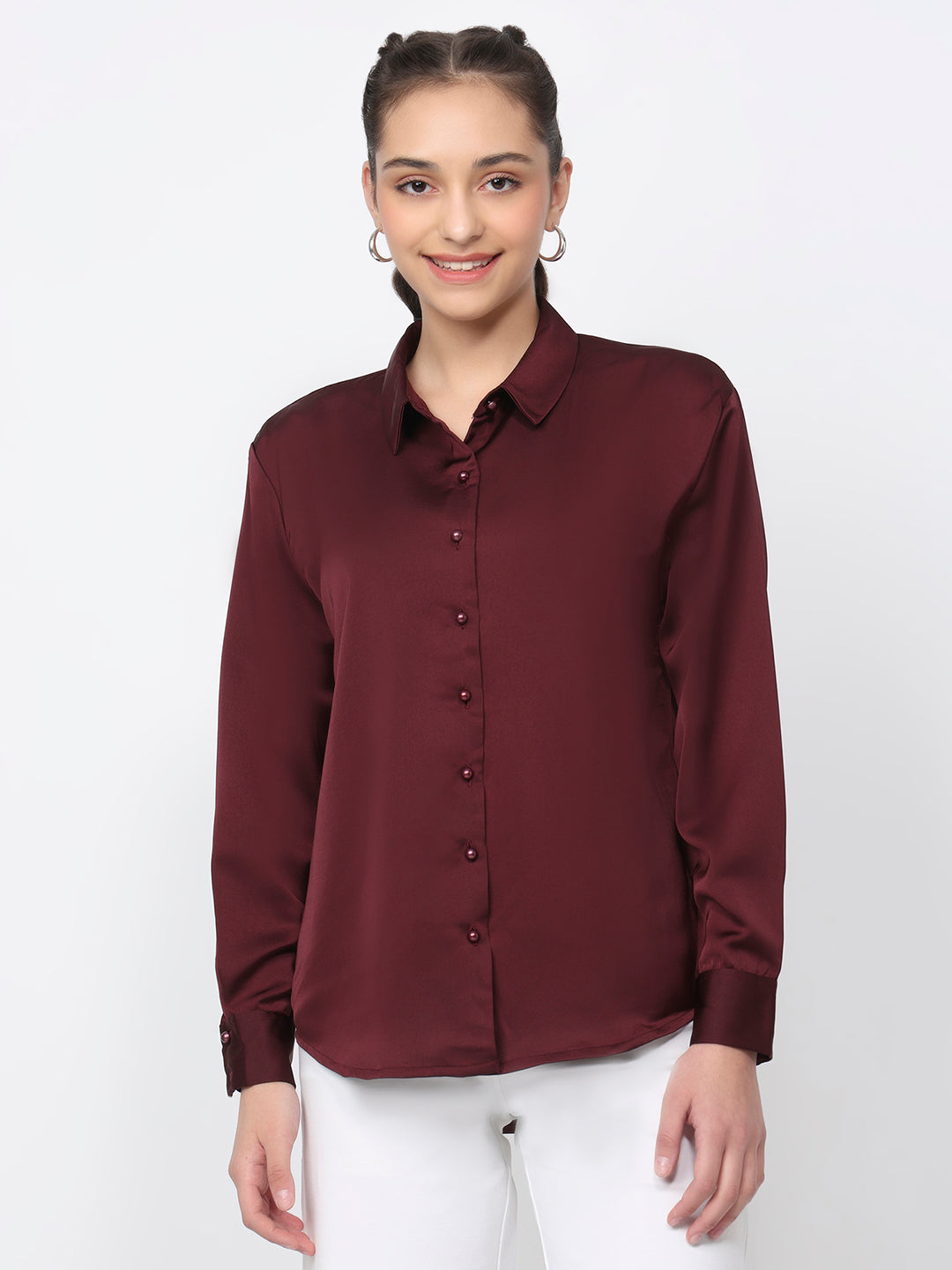 Women Wine Oversized Shirt