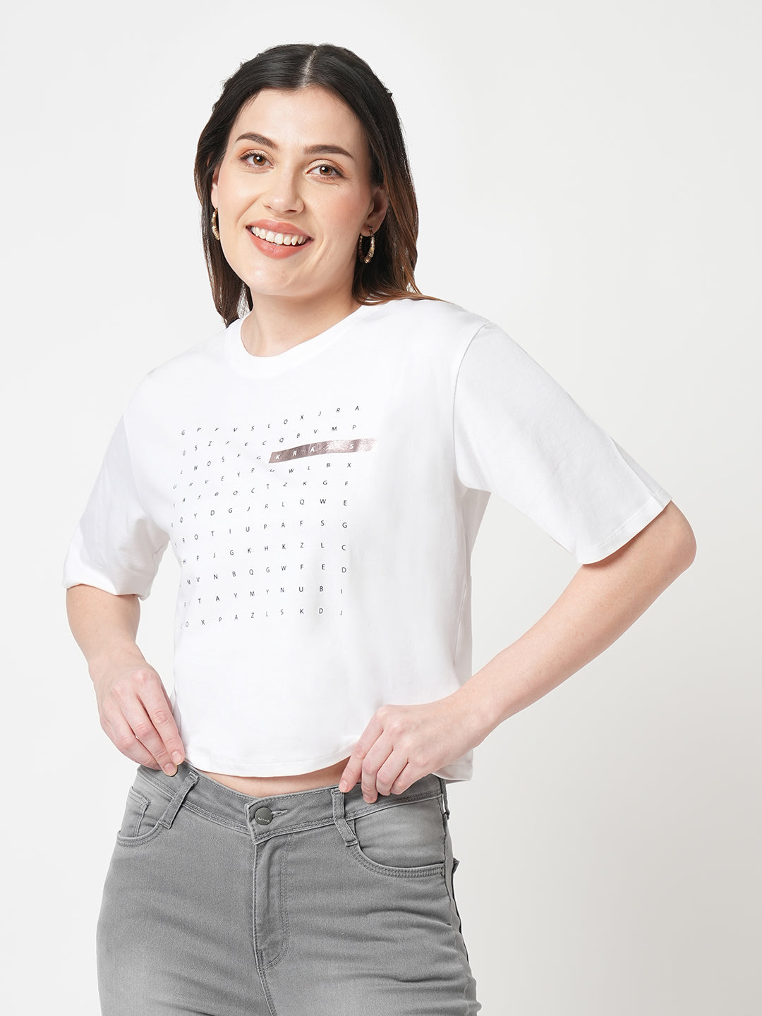 Women White Graphic Tees