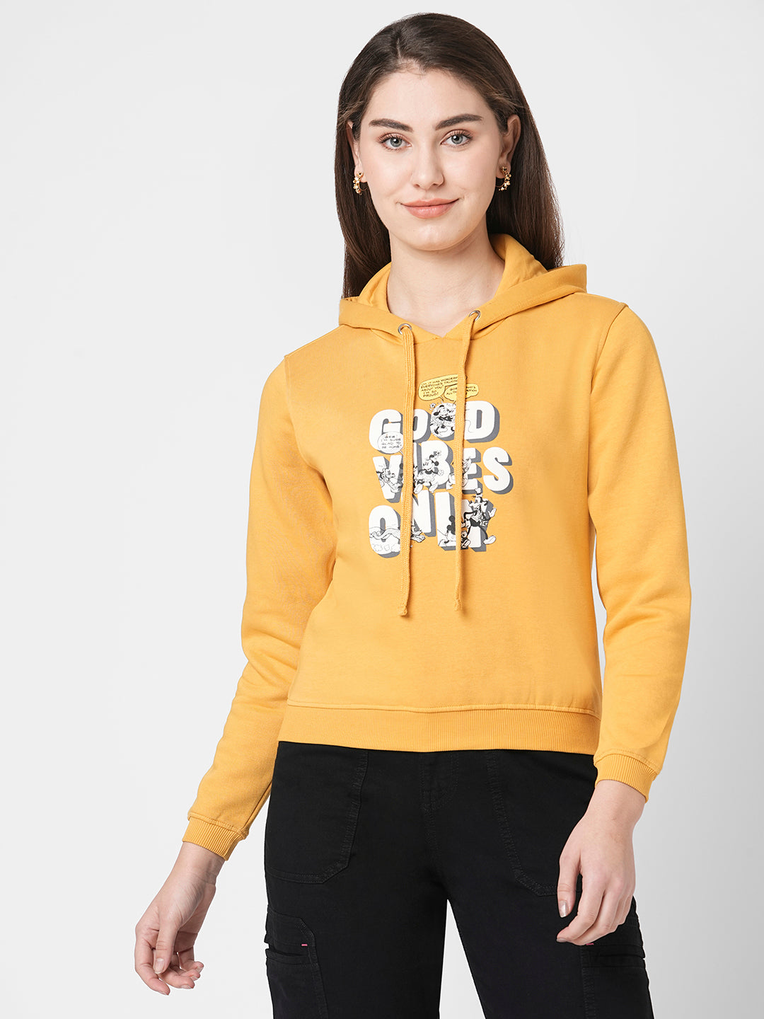Women Mustard Slim Fit Sweatshirt