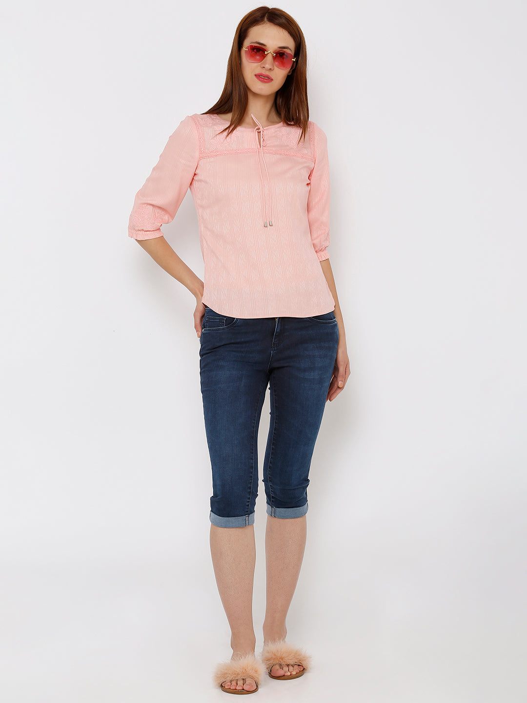 Women Dark Blue High-Rise Capri