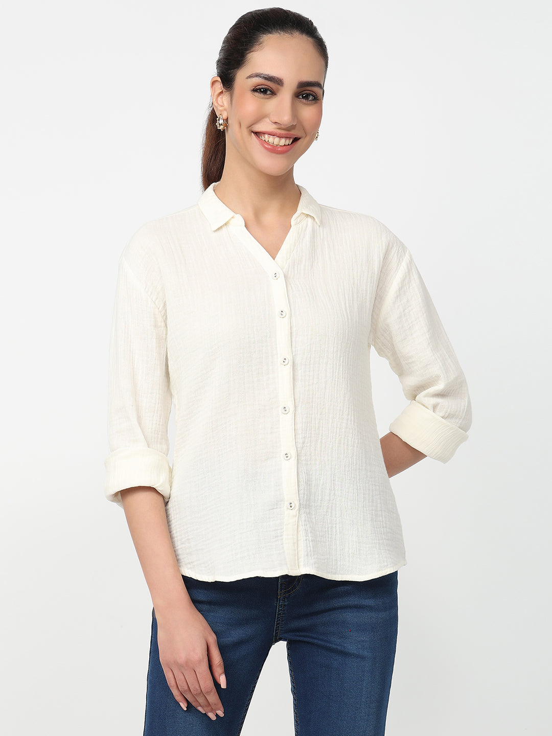 Women Ivory Slim Shirt