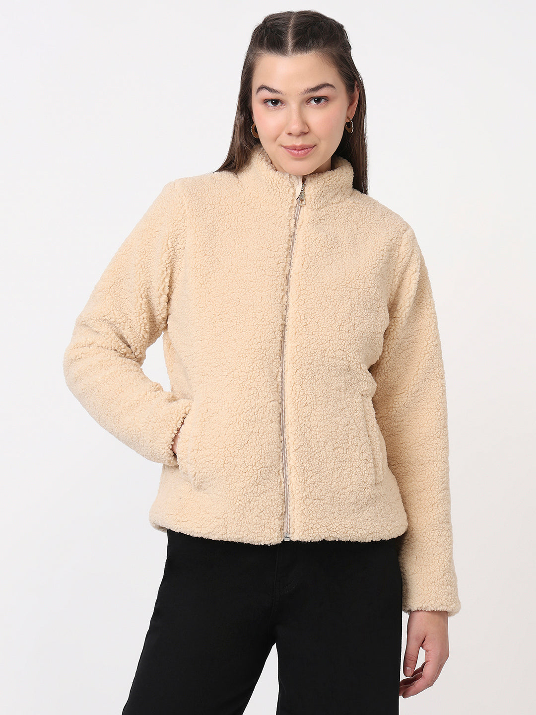 Women Beige Winter Jacket