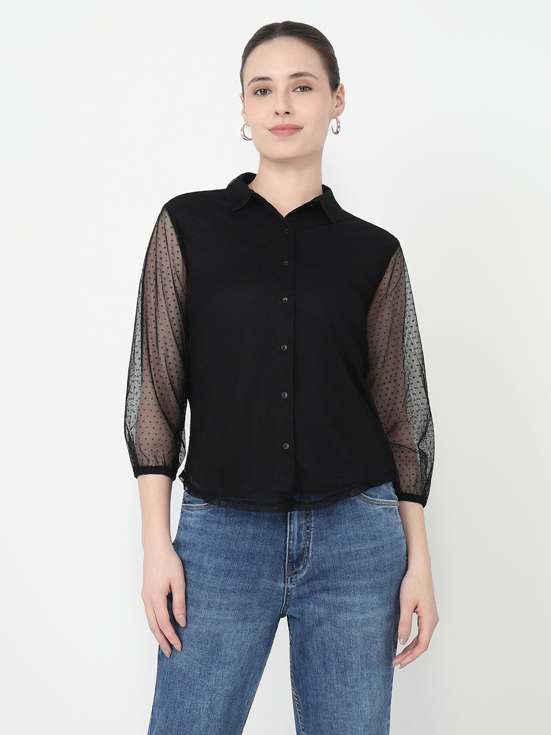 Women Black Slim Fit Shirt