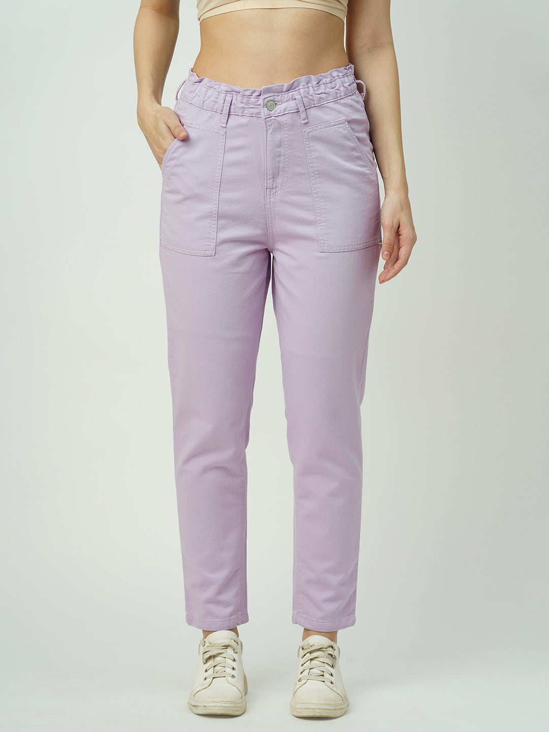 Women Lilac High-Rise Baggy Fit Jeans