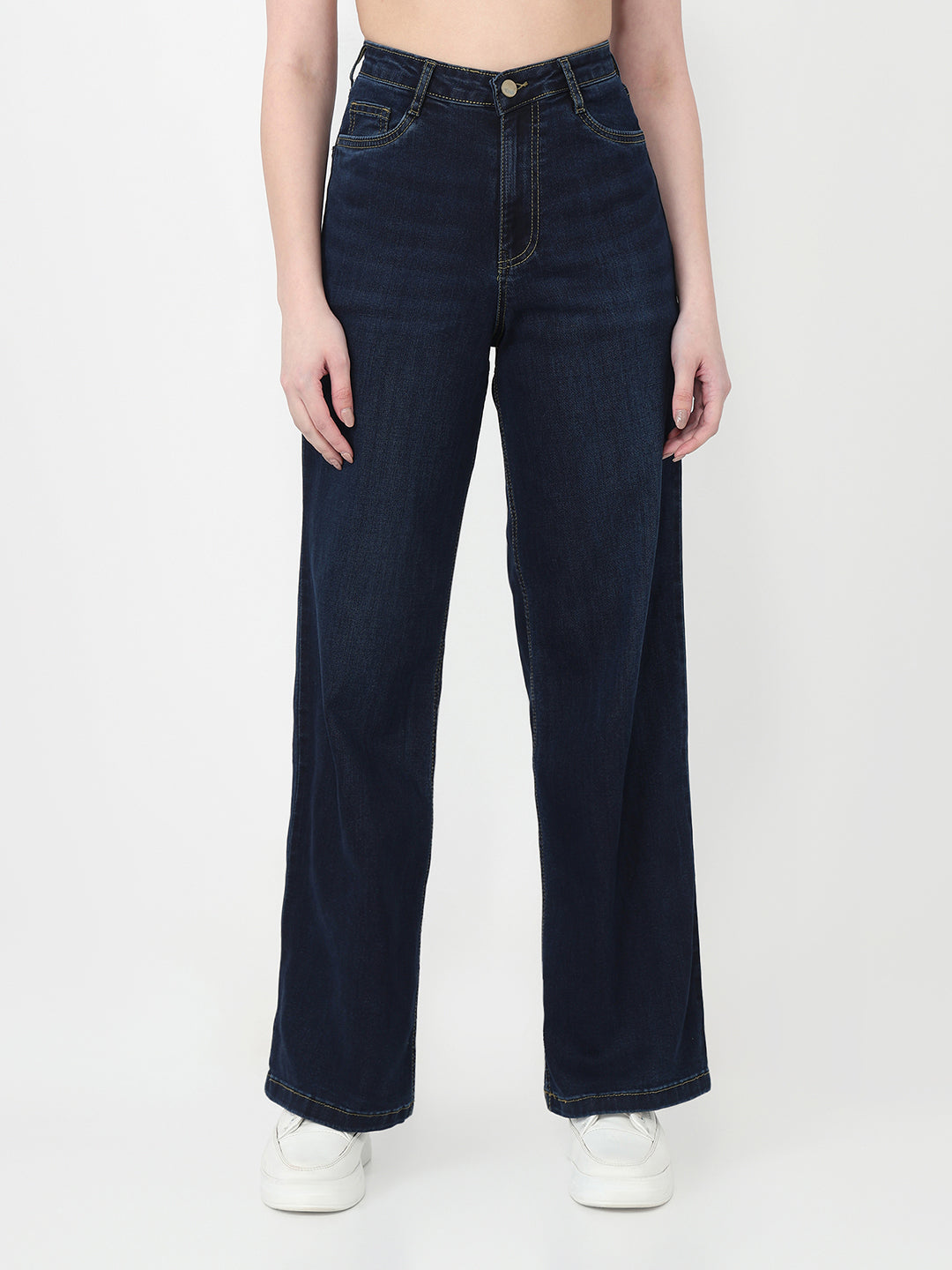 Dark Blue High-Rise Wide Leg Jeans