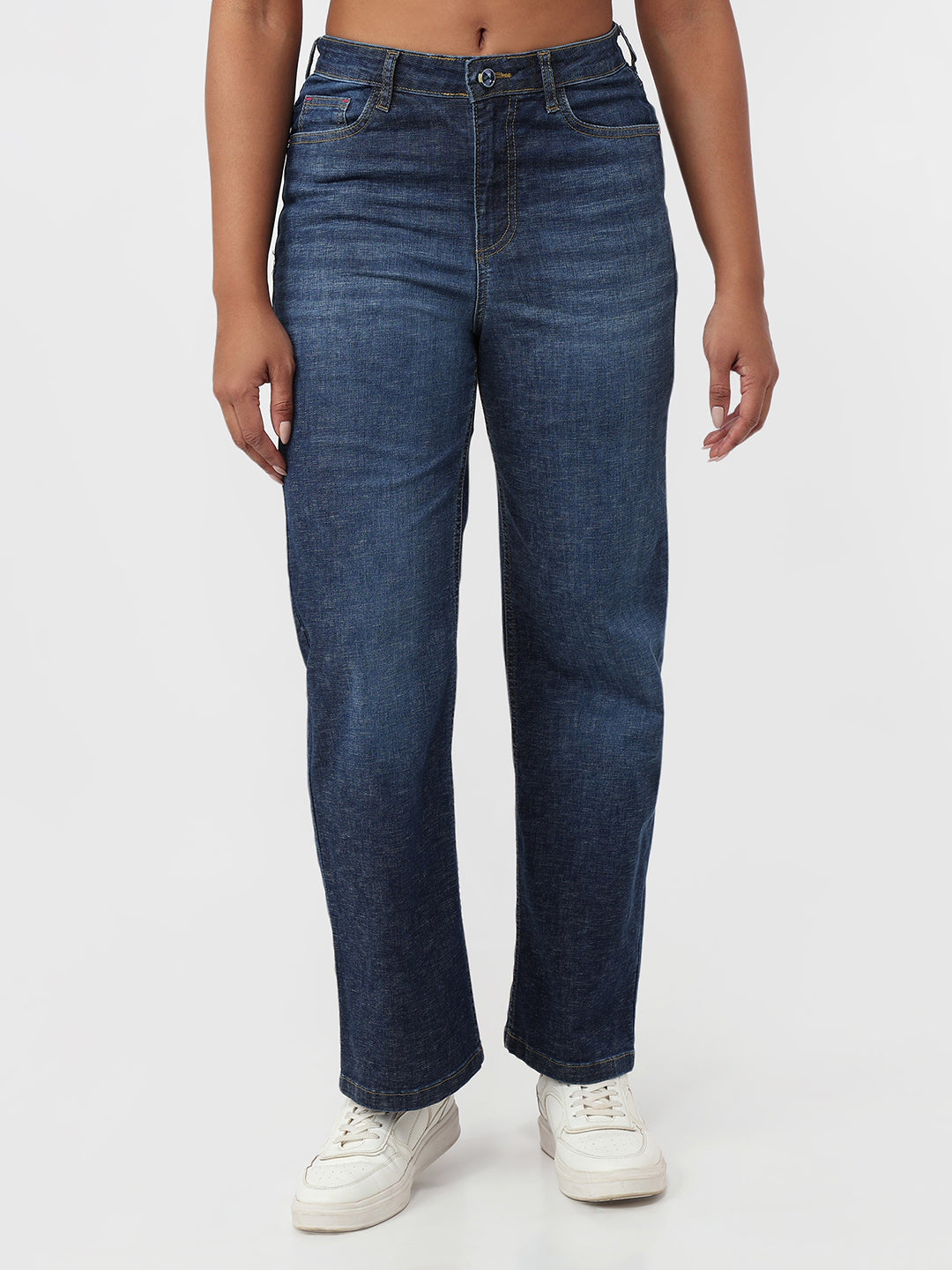 Women Blue High-Rise Straight Fit Jeans