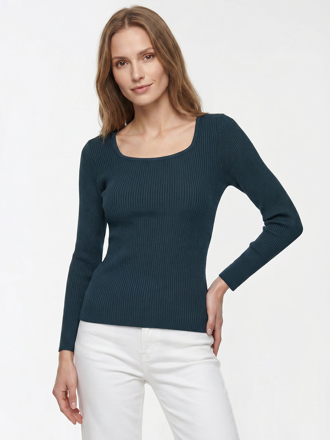 Women Teal Flat Knit