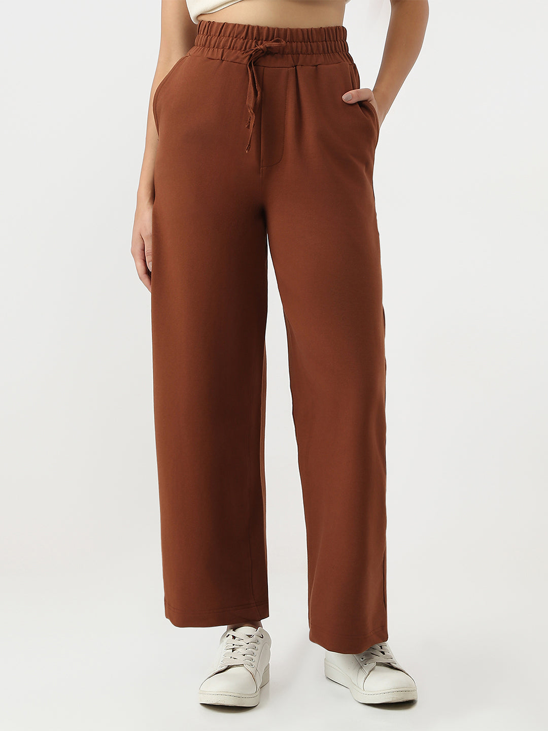 Women Sepia High-Rise Loose Fit Trousers