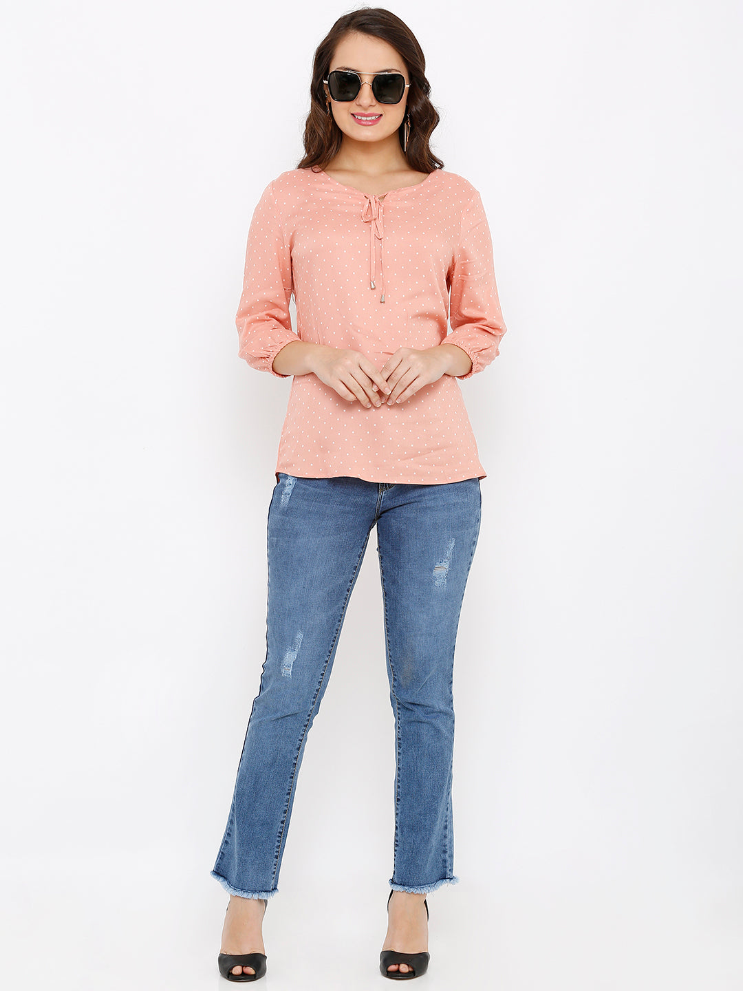 Women Peach Slim Top
