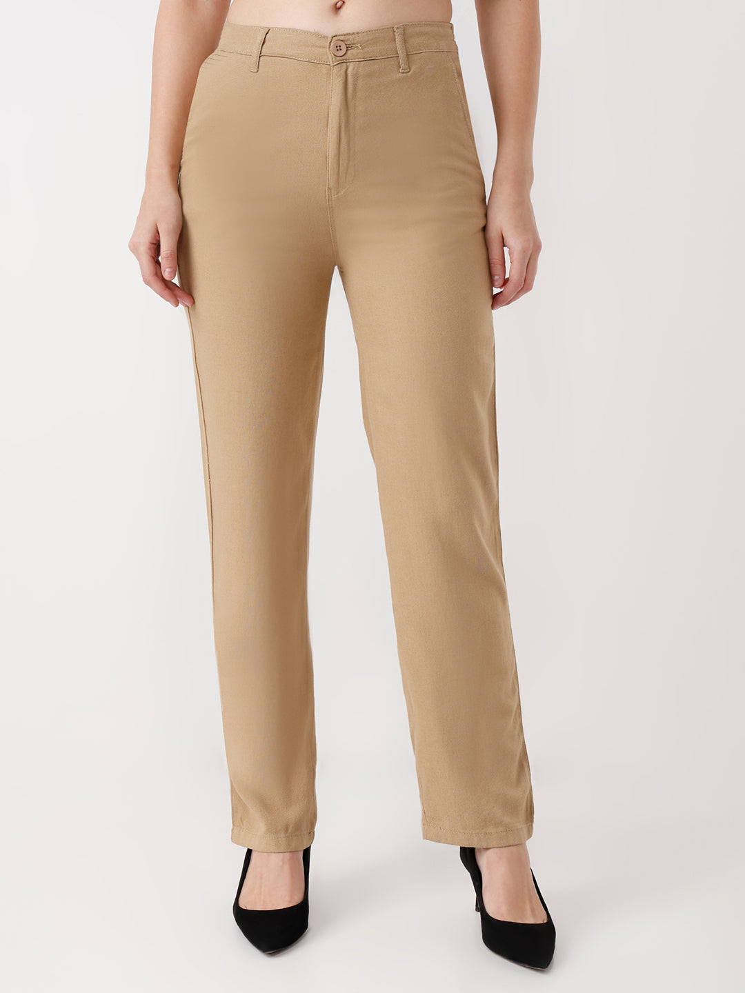 Women Wheat Loose Straight Fit Korean Pants