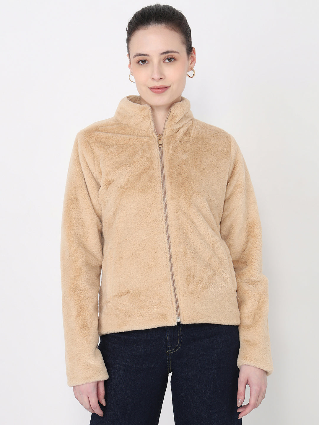 Women Beige Slim Fit Jacket