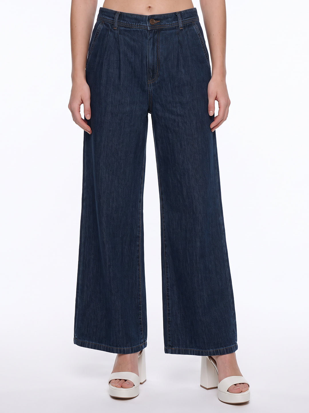 Blue High-Rise Super Wide Leg Jeans