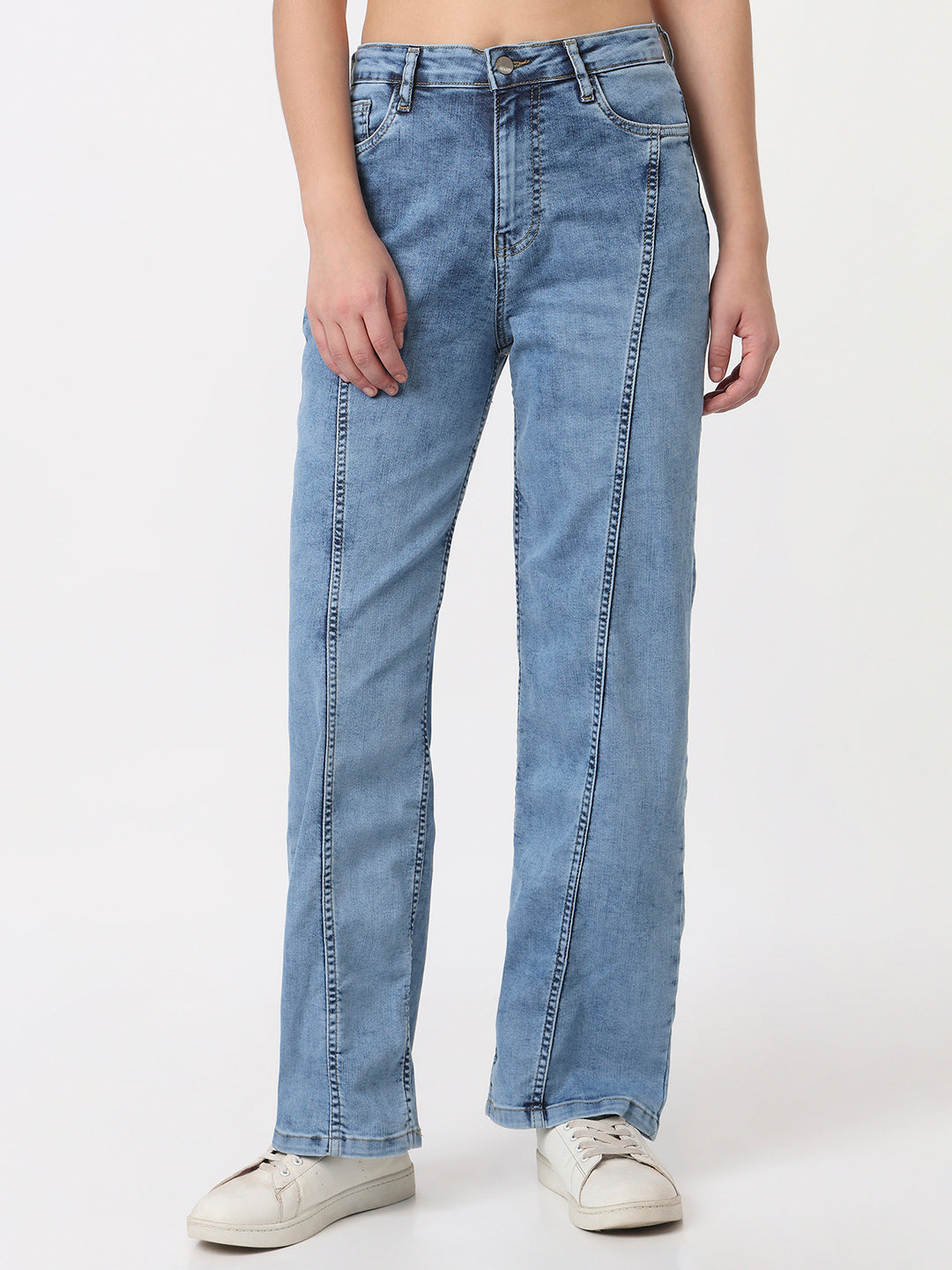Women Blue High-Rise Straight Fit Jeans