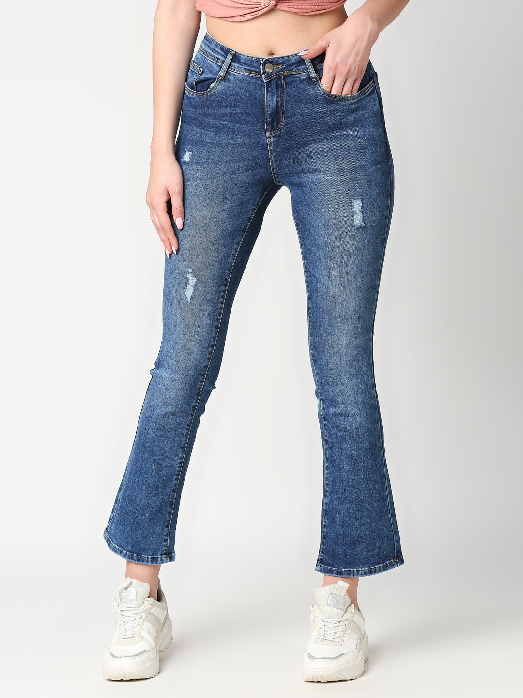 Women Blue Mid-Rise Bootcut Jeans