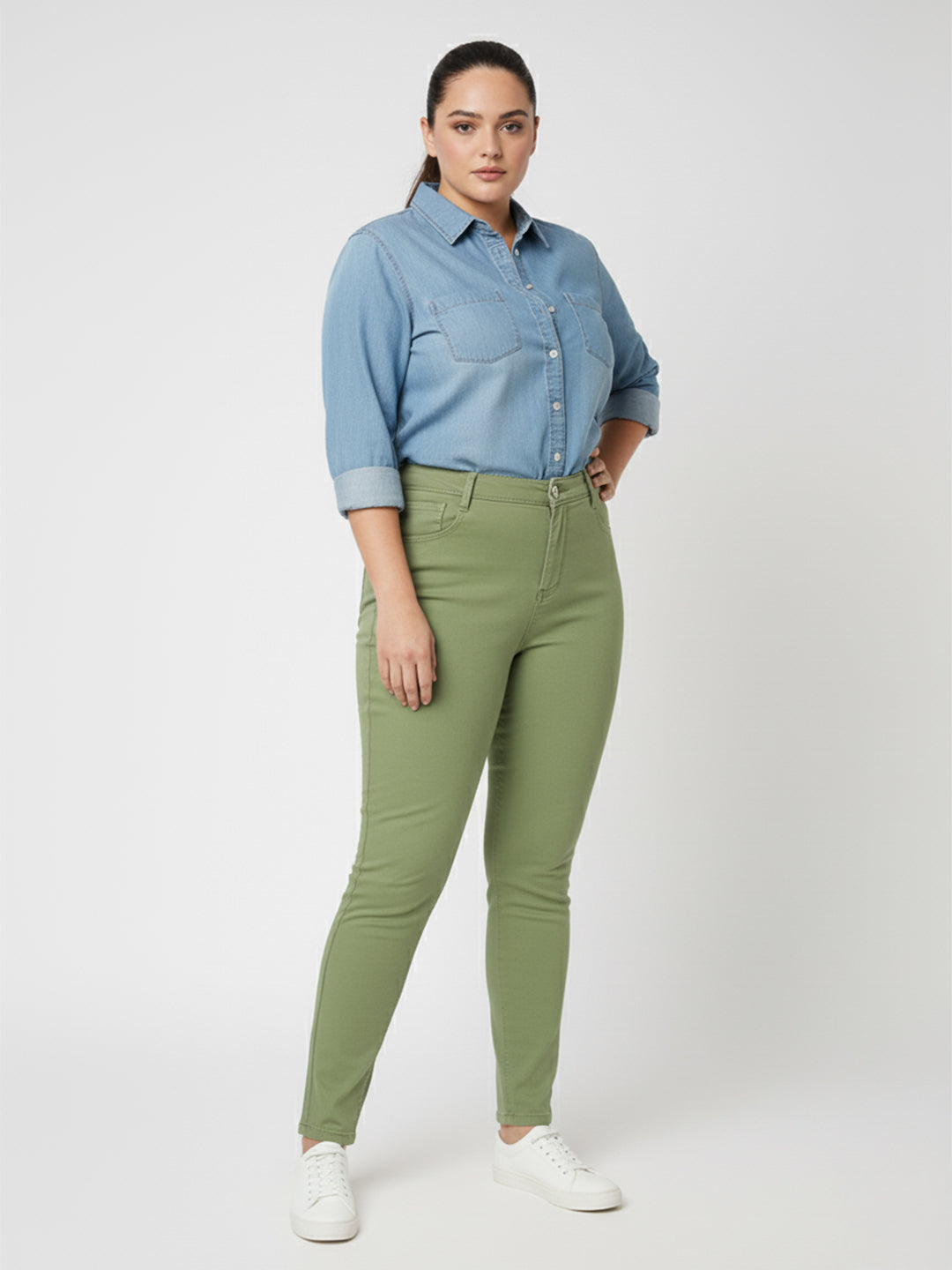 Women Olive High-Rise Skinny Jeans