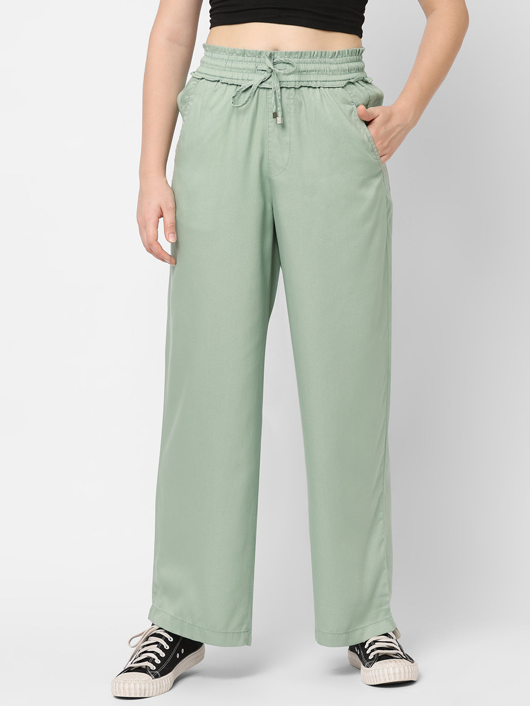 Women High-Rise Wide Leg Trousers