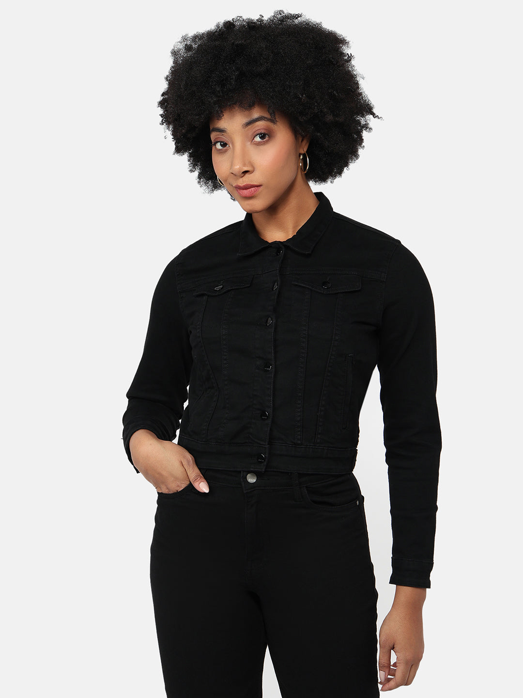 Women Black Slim Fit Jacket
