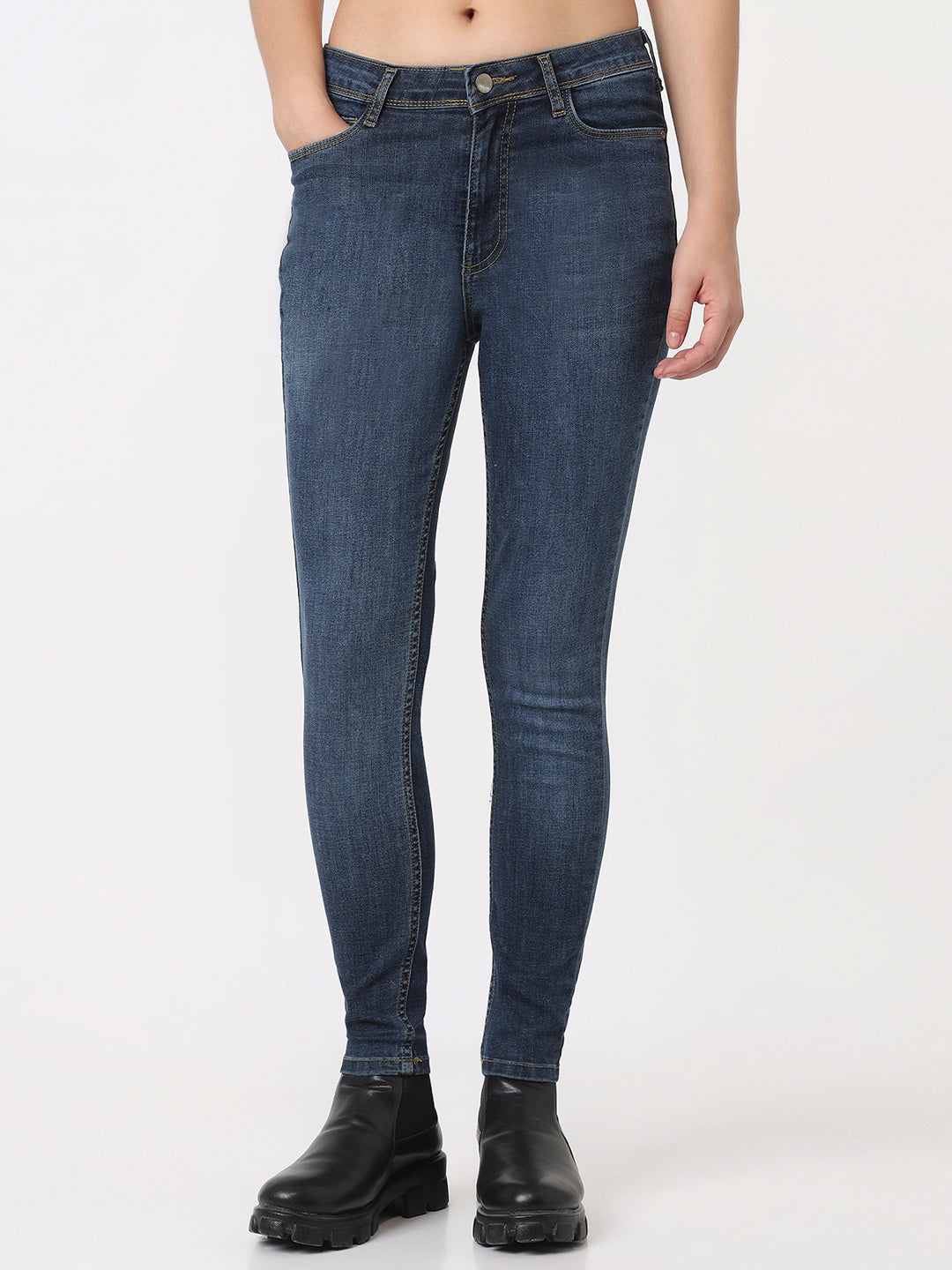 Women Blue High-Rise Skinny Jeans