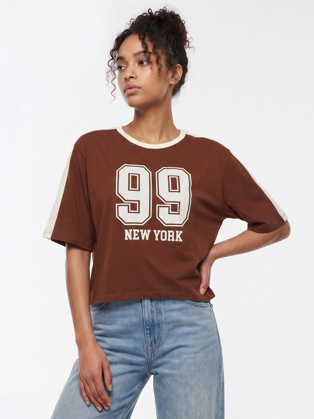Sepia Graphic Crop Genz Tees