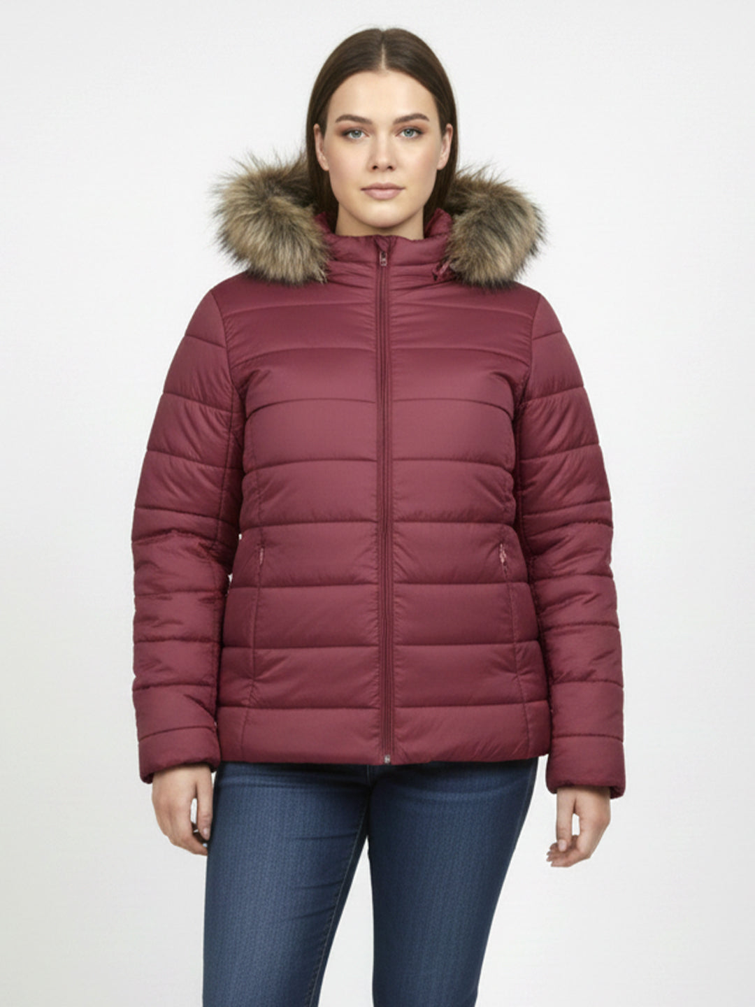 Women Maroon Winter Jacket