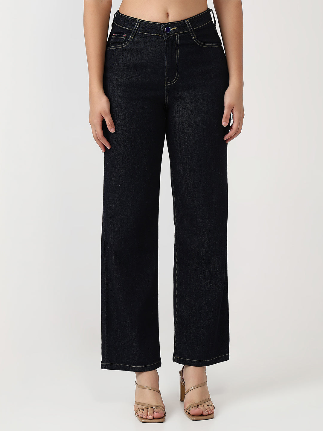 Women Blue High-Rise Straight Jeans