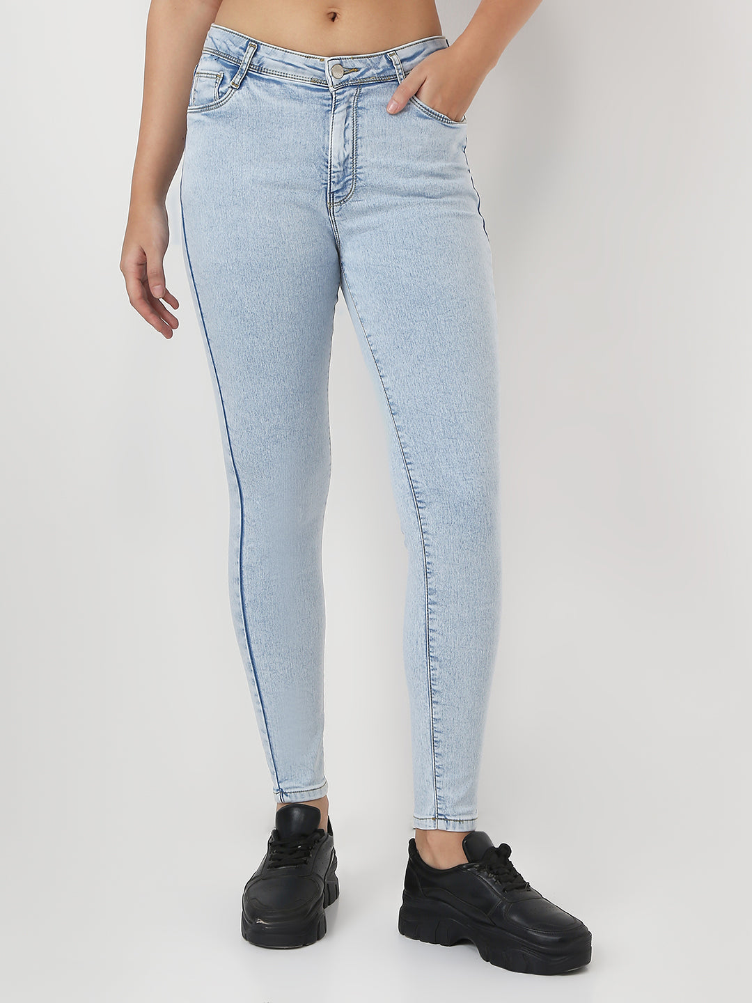 Women Light Blue High-Rise Skinny Jeans