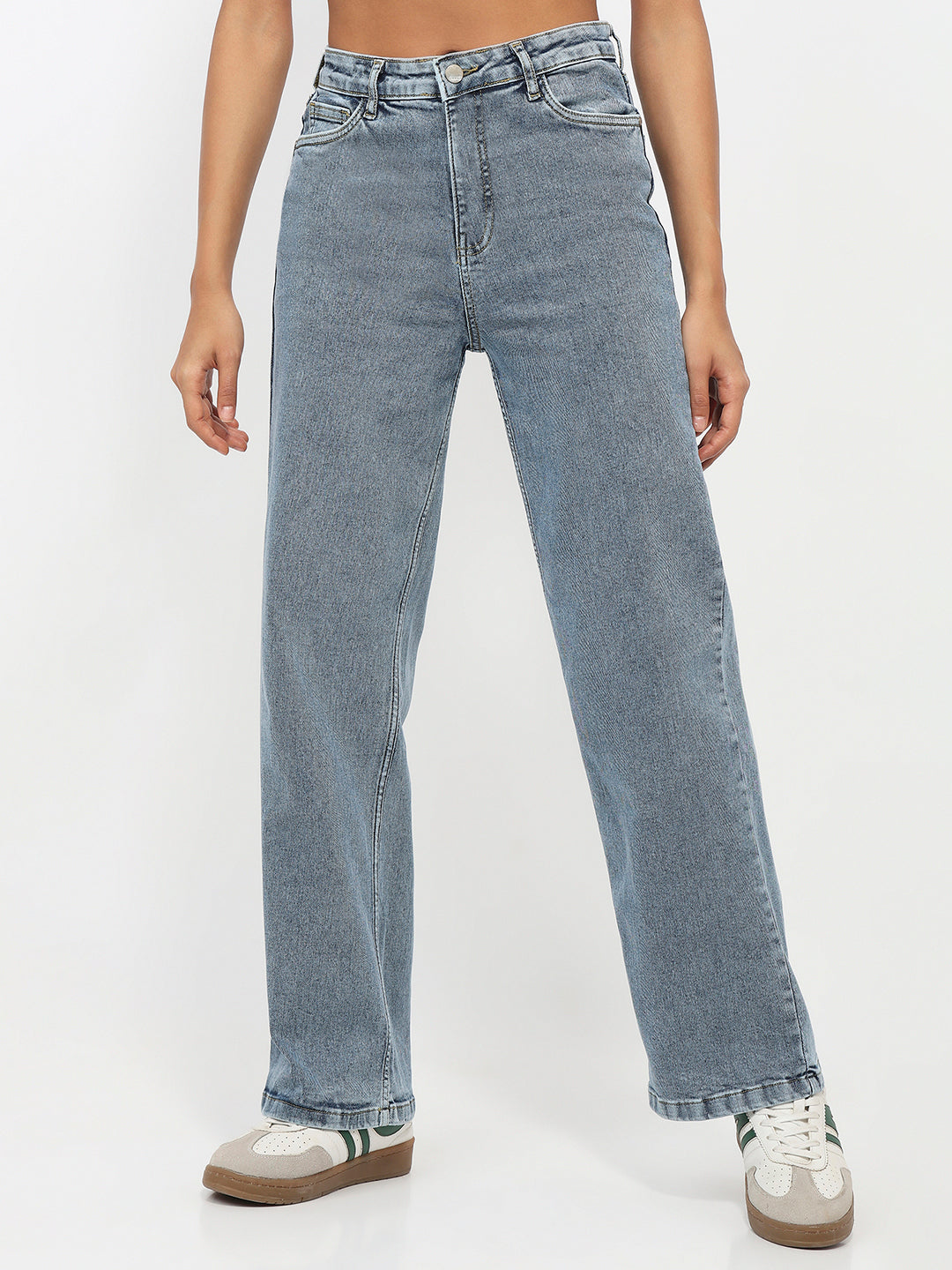 Women Blue High-Rise Straight Fit Jeans